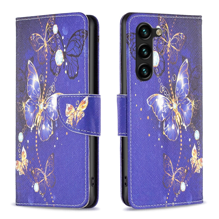 For Samsung Galaxy S25+ 5G Colored Drawing Pattern Leather Phone Case(Purple Butterfly) - Galaxy S25+ 5G Tempered Glass by PMC Jewellery | Online Shopping South Africa | PMC Jewellery | Buy Now Pay Later Mobicred