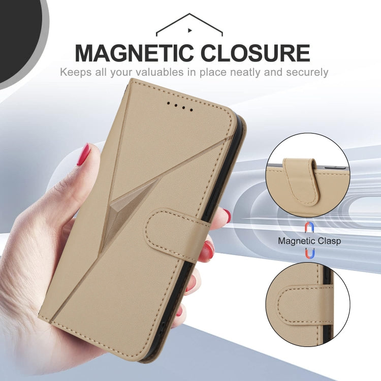 For Motorola Moto G Stylus 2024 Triangle Pattern Buckle Clasp Leather Phone Case(Gold) - Motorola Cases by PMC Jewellery | Online Shopping South Africa | PMC Jewellery | Buy Now Pay Later Mobicred