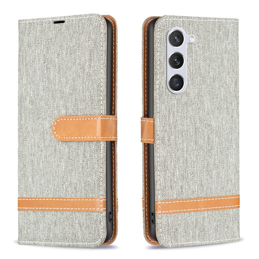 For Samsung Galaxy S25 5G Color Block Denim Texture Leather Phone Case(Grey) - Galaxy S25 5G Cases by PMC Jewellery | Online Shopping South Africa | PMC Jewellery | Buy Now Pay Later Mobicred