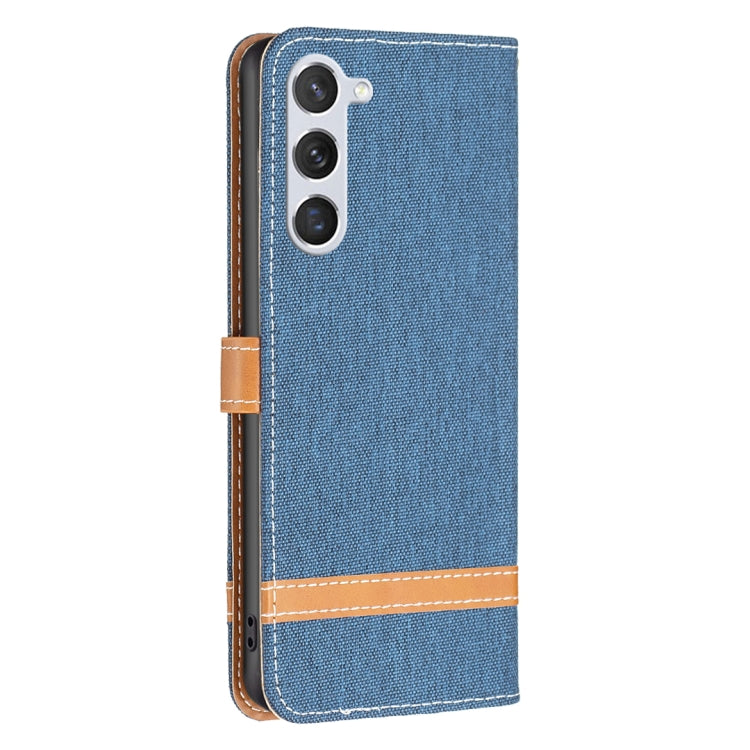 For Samsung Galaxy S25 5G Color Block Denim Texture Leather Phone Case(Dark Blue) - Galaxy S25 5G Cases by PMC Jewellery | Online Shopping South Africa | PMC Jewellery | Buy Now Pay Later Mobicred