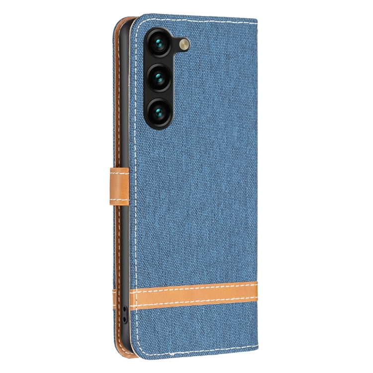 For Samsung Galaxy S25+ 5G Color Block Denim Texture Leather Phone Case(Dark Blue) - Galaxy S25+ 5G Cases by PMC Jewellery | Online Shopping South Africa | PMC Jewellery | Buy Now Pay Later Mobicred