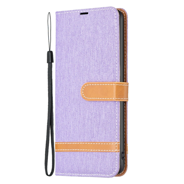 For Samsung Galaxy S25+ 5G Color Block Denim Texture Leather Phone Case(Purple) - Galaxy S25+ 5G Cases by PMC Jewellery | Online Shopping South Africa | PMC Jewellery | Buy Now Pay Later Mobicred