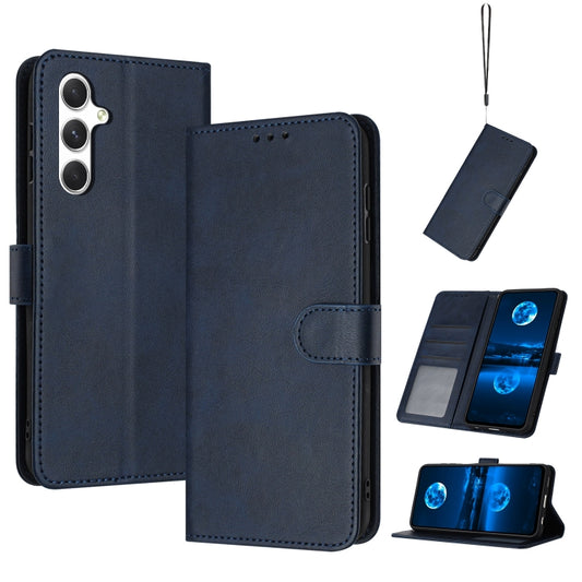 For Samsung Galaxy S25 / S24 5G Solid Calf Texture Flip Leather Phone Case(Dark Blue) - Galaxy S25 5G Cases by PMC Jewellery | Online Shopping South Africa | PMC Jewellery | Buy Now Pay Later Mobicred