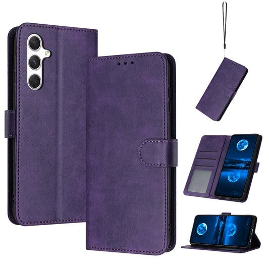 For Samsung Galaxy S25+ / S24+ 5G Solid Calf Texture Flip Leather Phone Case(Purple) - Galaxy S25+ 5G Cases by PMC Jewellery | Online Shopping South Africa | PMC Jewellery | Buy Now Pay Later Mobicred