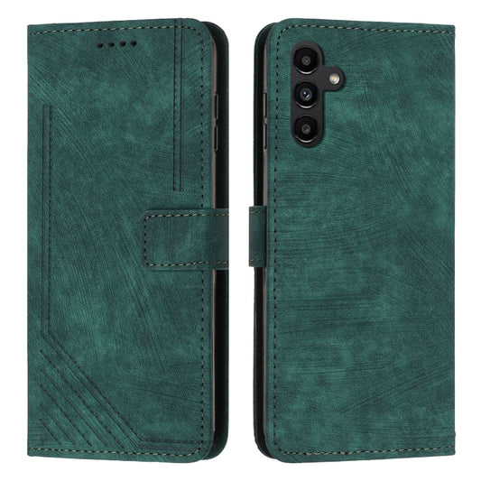 For Samsung Galaxy S25 / S24 5G Skin Feel Stripe Pattern Leather Phone Case with Long Lanyard(Green) - Galaxy S25 5G Cases by PMC Jewellery | Online Shopping South Africa | PMC Jewellery | Buy Now Pay Later Mobicred