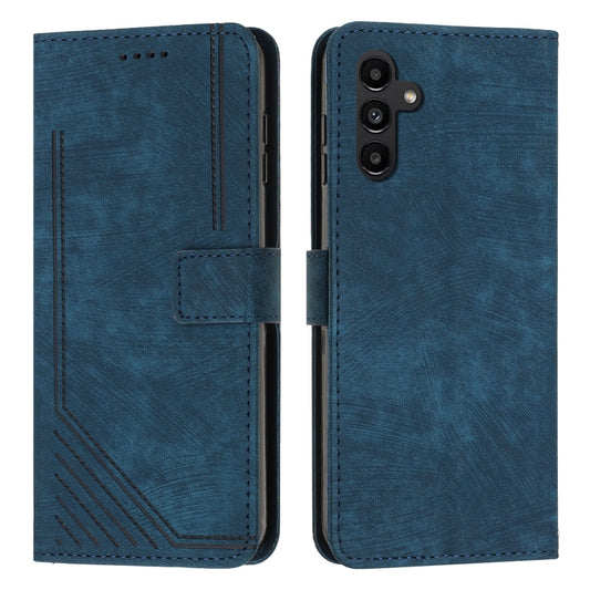 For Samsung Galaxy S25+ / S24+ 5G Skin Feel Stripe Pattern Leather Phone Case with Long Lanyard(Blue) - Galaxy S25+ 5G Cases by PMC Jewellery | Online Shopping South Africa | PMC Jewellery | Buy Now Pay Later Mobicred