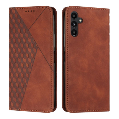 For Samsung Galaxy S25 / S24 5G Diamond Splicing Skin Feel Magnetic Leather Phone Case(Brown) - Galaxy S25 5G Cases by PMC Jewellery | Online Shopping South Africa | PMC Jewellery | Buy Now Pay Later Mobicred