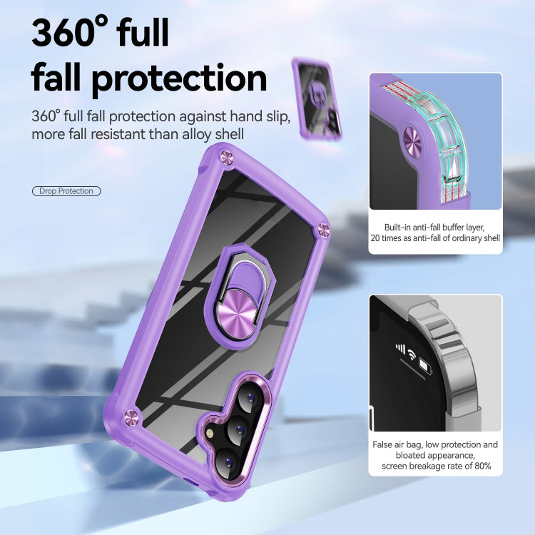 For Samsung Galaxy S25 5G TPU + PC Lens Protection Phone Case with Ring Holder(Purple) - Galaxy S25 5G Cases by PMC Jewellery | Online Shopping South Africa | PMC Jewellery | Buy Now Pay Later Mobicred