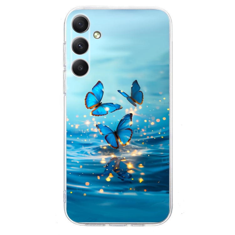 For Samsung Galaxy S25 5G Colorful Painting Pattern TPU Phone Case(Blue Butterflies) - Galaxy S25 5G Cases by PMC Jewellery | Online Shopping South Africa | PMC Jewellery | Buy Now Pay Later Mobicred