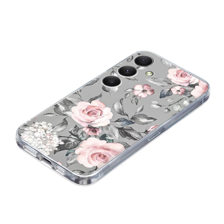 For Samsung Galaxy S25 5G Colorful Painting Pattern TPU Phone Case(Flowers On Grey) - Galaxy S25 5G Cases by PMC Jewellery | Online Shopping South Africa | PMC Jewellery | Buy Now Pay Later Mobicred