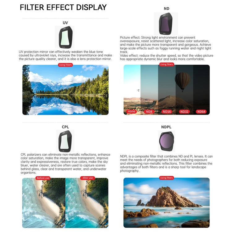For DJI Air 3S JSR CB Series Drone Lens Filter, Filter:8 in 1 CPL UV ND Mixed - free shipping - PMC TechLife - Order now!