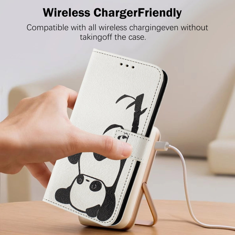 For iPhone 16e Art Colored Drawing Pattern Leather Phone Case(Panda) - iPhone 16e Cases by PMC TechLife | Online Shopping South Africa | PMC TechLife | Buy Now Pay Later Mobicred