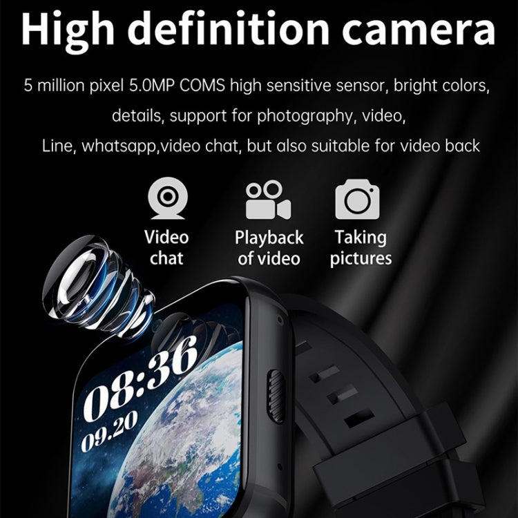 UNIWA DM66 4G Calling Smart Watch, 4GB+64GB, 1.99 inch IPS Screen Android 9.0 Support WiFi GPS(Black) - free shipping - PMC TechLife - Order now!