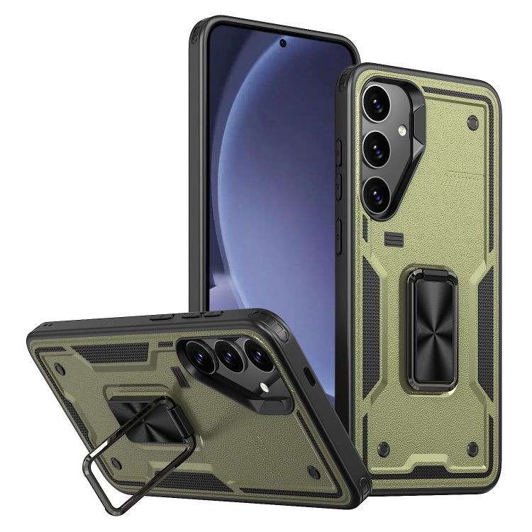 For Samsung Galaxy S25+ 5G Ring Holder PC Hybrid TPU Phone Case(Olive Green) - Galaxy S25+ 5G Cases by PMC Jewellery | Online Shopping South Africa | PMC Jewellery | Buy Now Pay Later Mobicred