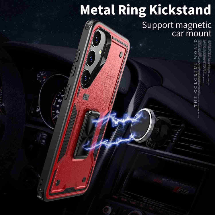 For Samsung Galaxy S25+ 5G Ring Holder PC Hybrid TPU Phone Case(Red) - Galaxy S25+ 5G Cases by PMC Jewellery | Online Shopping South Africa | PMC Jewellery | Buy Now Pay Later Mobicred