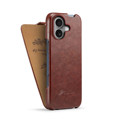 For iPhone 16 Plus Fierre Shann 64 Texture Vertical Flip PU Leather Phone Case(Brown) - iPhone 16 Plus Cases by FIERRE SHANN | Online Shopping South Africa | PMC Jewellery | Buy Now Pay Later Mobicred