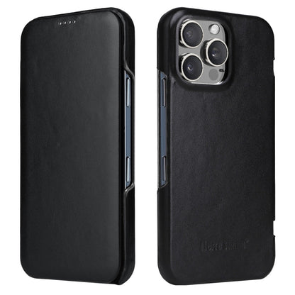 For iPhone 16 Pro Fierre Shann Top Layer Cowhide Business Magnetic Leather Phone Case(Black) - iPhone 16 Pro Cases by FIERRE SHANN | Online Shopping South Africa | PMC Jewellery | Buy Now Pay Later Mobicred