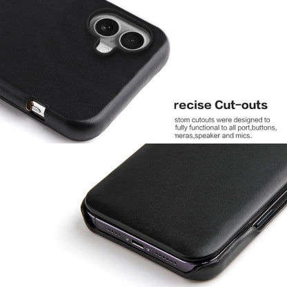 For iPhone 16 Plus Fierre Shann Top Layer Cowhide Business Magnetic Leather Phone Case(Black) - iPhone 16 Plus Cases by FIERRE SHANN | Online Shopping South Africa | PMC Jewellery | Buy Now Pay Later Mobicred