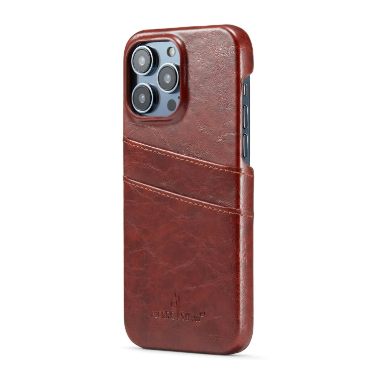 For iPhone 16 Pro Max Fierre Shann Retro Oil Wax Texture Card Slots PU Leather Phone Case(Brown) - iPhone 16 Pro Max Cases by FIERRE SHANN | Online Shopping South Africa | PMC Jewellery | Buy Now Pay Later Mobicred