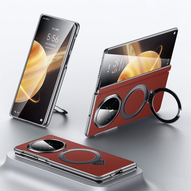 For Honor Magic V3 SULADA Top Grain Leather MagSafe Magnetic Holder Phone Case(Red) - free shipping - PMC TechLife - Order now!