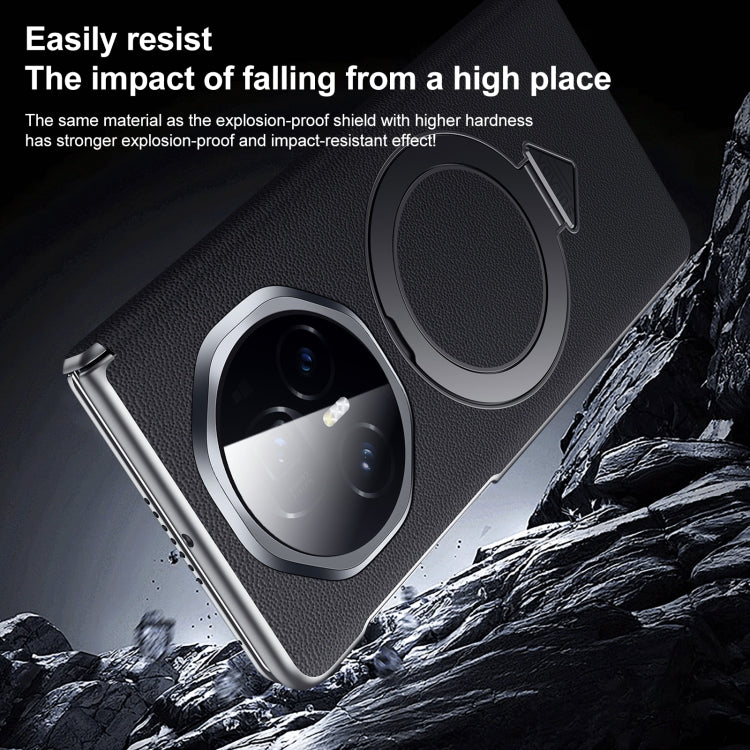 For Honor Magic V3 SULADA Top Grain Leather MagSafe Magnetic Holder Phone Case(Black) - free shipping - PMC TechLife - Order now!