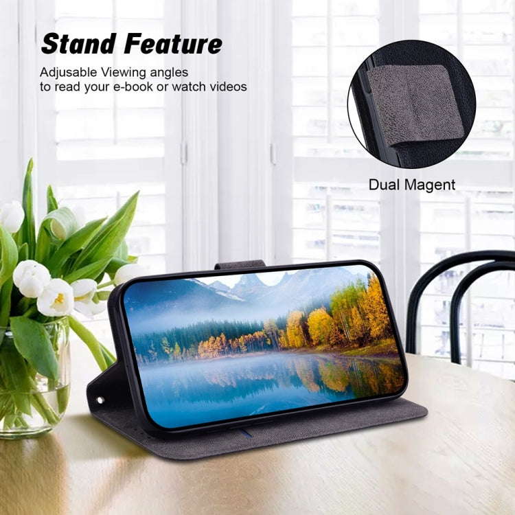 For iPhone 16e Ultra-thin Voltage Magnetic Buckle Leather Phone Case(Black) - iPhone 16e Cases by PMC TechLife | Online Shopping South Africa | PMC TechLife | Buy Now Pay Later Mobicred