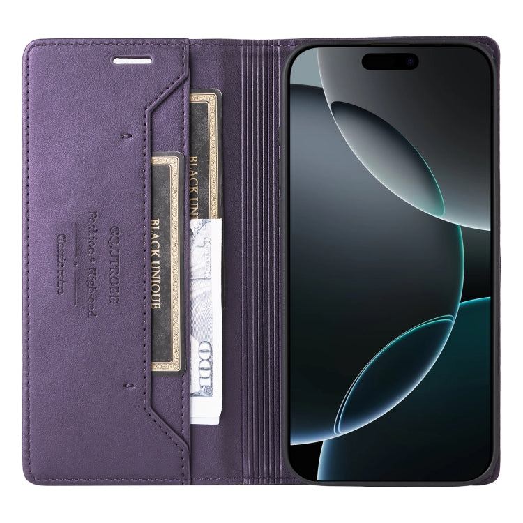 For iPhone 16 Pro Max GQUTROBE G01 RFID Anti-theft Leather Phone Case(Purple) - iPhone 16 Pro Max Cases by GQUTROBE | Online Shopping South Africa | PMC Jewellery | Buy Now Pay Later Mobicred