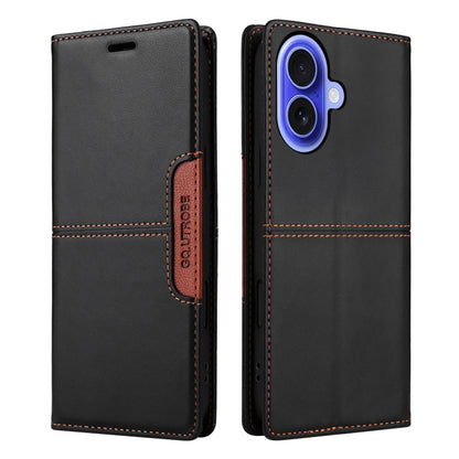 For iPhone 16 GQUTROBE G01 RFID Anti-theft Leather Phone Case(Black) - iPhone 16 Cases by GQUTROBE | Online Shopping South Africa | PMC Jewellery | Buy Now Pay Later Mobicred