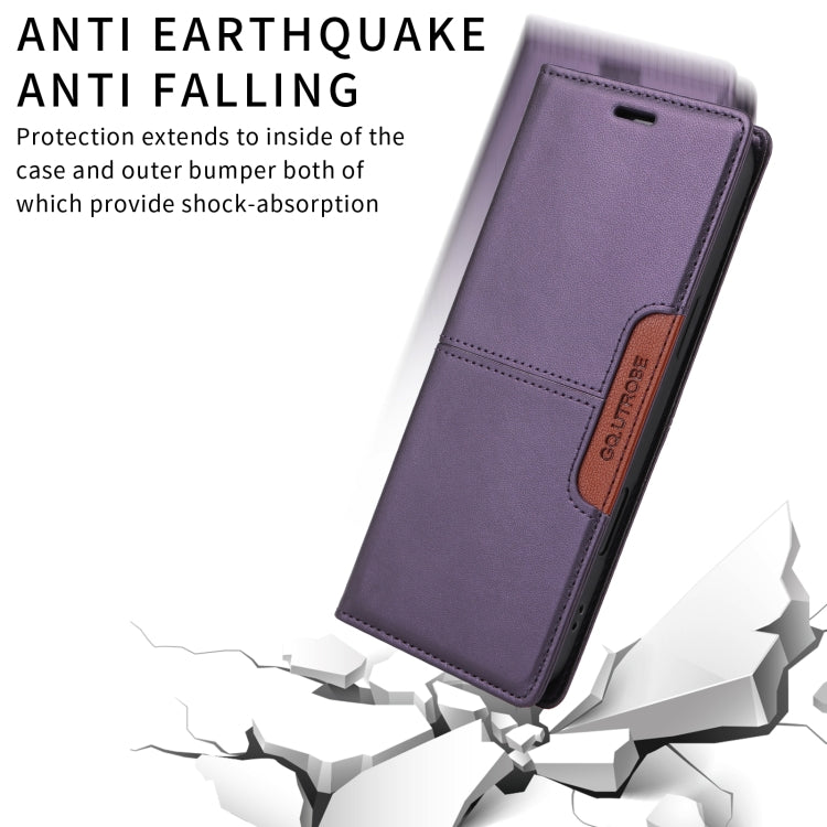 For iPhone 16 GQUTROBE G01 RFID Anti-theft Leather Phone Case(Purple) - iPhone 16 Cases by GQUTROBE | Online Shopping South Africa | PMC Jewellery | Buy Now Pay Later Mobicred