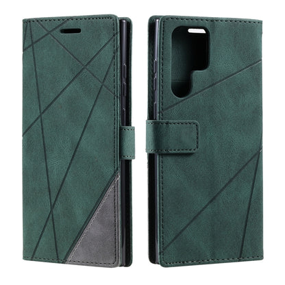 For Samsung Galaxy S25 Ultra 5G Skin Feel Splicing Leather Phone Case(Green) - Galaxy S25 Ultra 5G Cases by PMC Jewellery | Online Shopping South Africa | PMC Jewellery | Buy Now Pay Later Mobicred