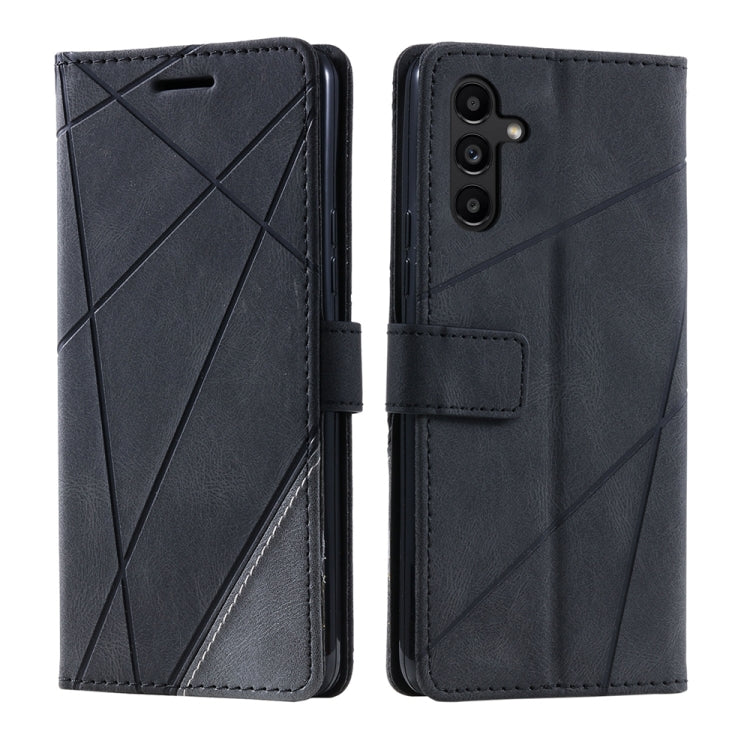 For Samsung Galaxy S25 5G Skin Feel Splicing Leather Phone Case(Black) - Galaxy S25 5G Cases by PMC Jewellery | Online Shopping South Africa | PMC Jewellery | Buy Now Pay Later Mobicred