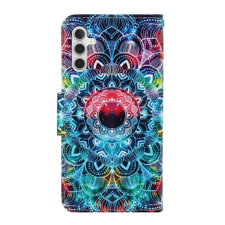 For Samsung Galaxy S25 5G Colored Drawing Pattern Leather Phone Case(Mandala) - Galaxy S25 5G Cases by PMC Jewellery | Online Shopping South Africa | PMC Jewellery | Buy Now Pay Later Mobicred