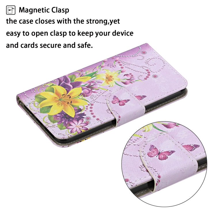 For Samsung Galaxy S25+ 5G Colored Drawing Pattern Leather Phone Case(Yellow Flower Butterfly) - Galaxy S25+ 5G Cases by PMC Jewellery | Online Shopping South Africa | PMC Jewellery | Buy Now Pay Later Mobicred
