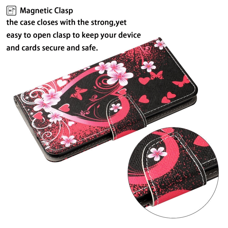 For Samsung Galaxy S25+ 5G Colored Drawing Pattern Leather Phone Case(Red Heart) - Galaxy S25+ 5G Cases by PMC Jewellery | Online Shopping South Africa | PMC Jewellery | Buy Now Pay Later Mobicred