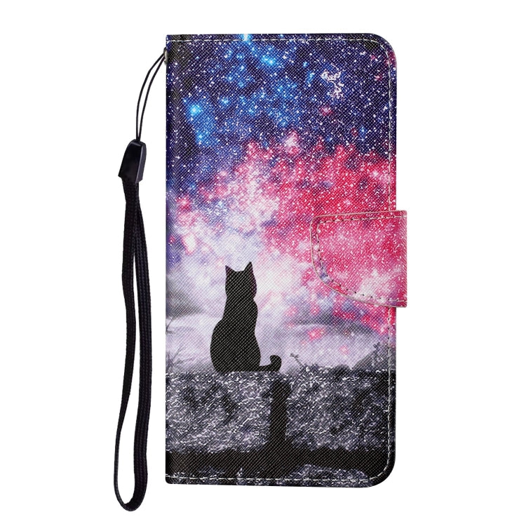 For Samsung Galaxy S25+ 5G Colored Drawing Pattern Leather Phone Case(Star Sky Cat) - Galaxy S25+ 5G Cases by PMC Jewellery | Online Shopping South Africa | PMC Jewellery | Buy Now Pay Later Mobicred