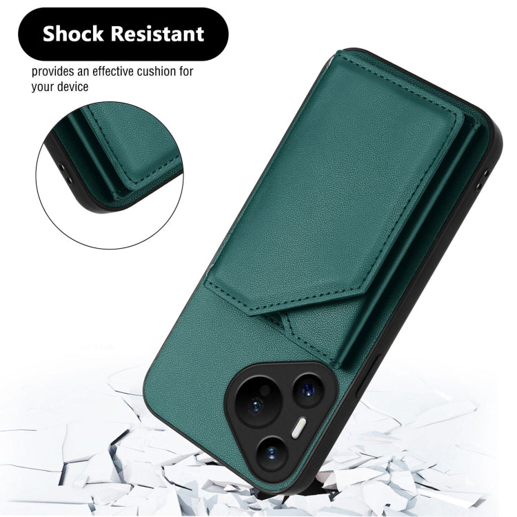 For Huawei Pura 70 Skin Feel Four Card Slots Phone Case with Wrist Strap(Green) - Huawei Cases by PMC Jewellery | Online Shopping South Africa | PMC Jewellery | Buy Now Pay Later Mobicred