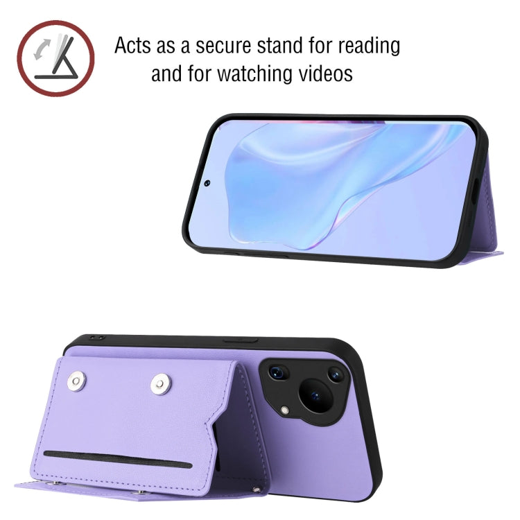 For Huawei Pura 70 Ultra Skin Feel Four Card Slots Phone Case with Wrist Strap(Purple) - Huawei Cases by PMC Jewellery | Online Shopping South Africa | PMC Jewellery | Buy Now Pay Later Mobicred