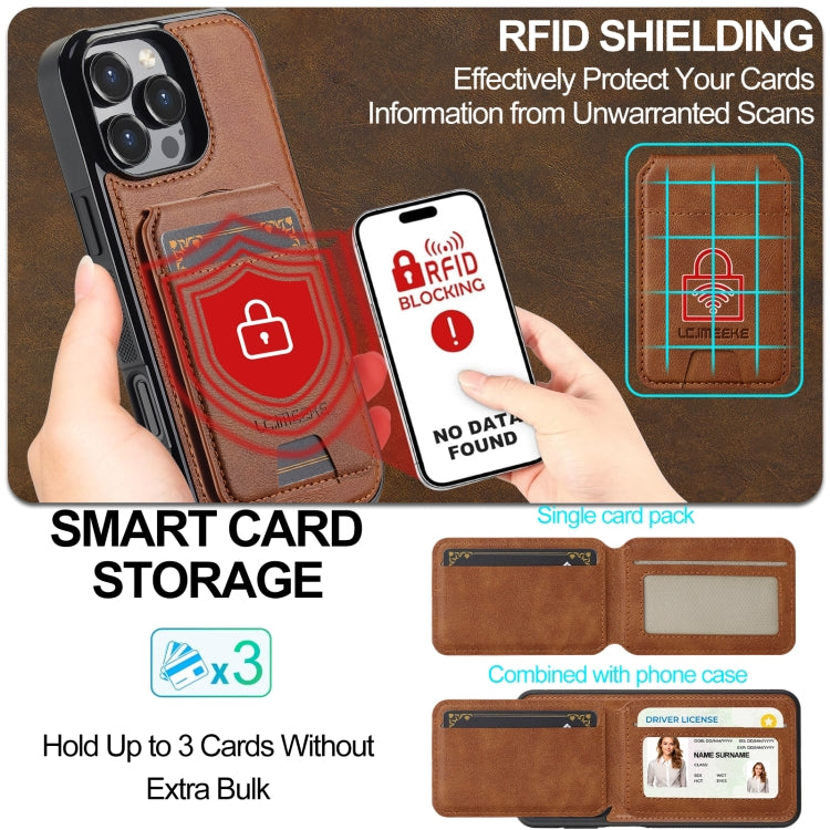 For iPhone 16 Pro Max LC.IMEEKE L3 Series Detachable RFID Card Bag Magsafe Phone Case(Brown) - iPhone 16 Pro Max Cases by LC.IMEEKE | Online Shopping South Africa | PMC Jewellery | Buy Now Pay Later Mobicred