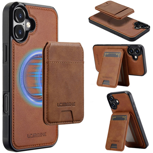 For iPhone 16 Plus LC.IMEEKE L3 Series Detachable RFID Card Bag Magsafe Phone Case(Brown) - iPhone 16 Plus Cases by LC.IMEEKE | Online Shopping South Africa | PMC Jewellery | Buy Now Pay Later Mobicred