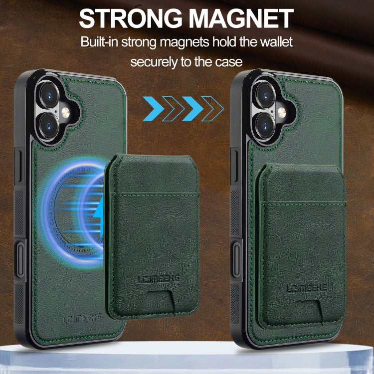 For iPhone 16 Plus LC.IMEEKE L3 Series Detachable RFID Card Bag Magsafe Phone Case(Green) - iPhone 16 Plus Cases by LC.IMEEKE | Online Shopping South Africa | PMC Jewellery | Buy Now Pay Later Mobicred