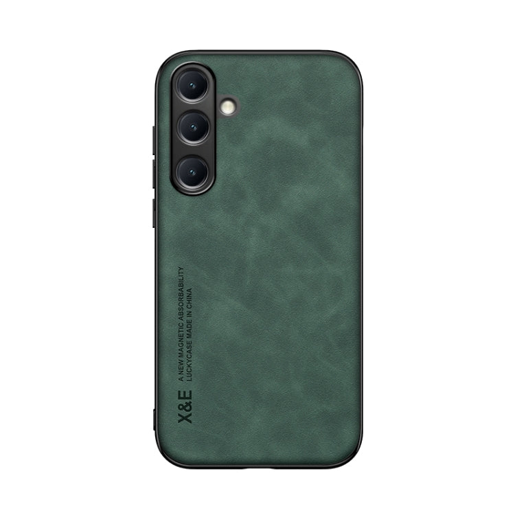 For Samsung Galaxy S25 5G Skin Feel Magnetic Leather Back Phone Case(Green) - Galaxy S25 5G Cases by PMC Jewellery | Online Shopping South Africa | PMC Jewellery | Buy Now Pay Later Mobicred