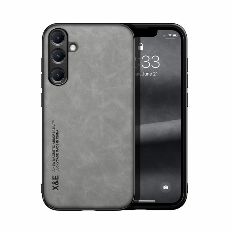 For Samsung Galaxy S25+ 5G Skin Feel Magnetic Leather Back Phone Case(Light Grey) - Galaxy S25+ 5G Cases by PMC Jewellery | Online Shopping South Africa | PMC Jewellery | Buy Now Pay Later Mobicred