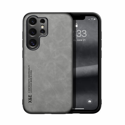 For Samsung Galaxy S25 Ultra 5G Skin Feel Magnetic Leather Back Phone Case(Light Grey) - Galaxy S25 Ultra 5G Cases by PMC Jewellery | Online Shopping South Africa | PMC Jewellery | Buy Now Pay Later Mobicred