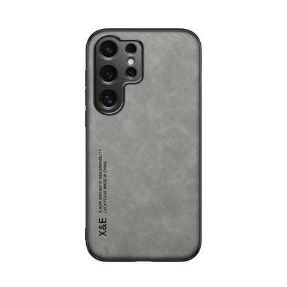 For Samsung Galaxy S25 Ultra 5G Skin Feel Magnetic Leather Back Phone Case(Light Grey) - Galaxy S25 Ultra 5G Cases by PMC Jewellery | Online Shopping South Africa | PMC Jewellery | Buy Now Pay Later Mobicred