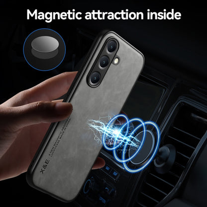 For Samsung Galaxy S25+ 5G Skin Feel Magnetic Leather Back Phone Case(Light Grey) - Galaxy S25+ 5G Cases by PMC Jewellery | Online Shopping South Africa | PMC Jewellery | Buy Now Pay Later Mobicred