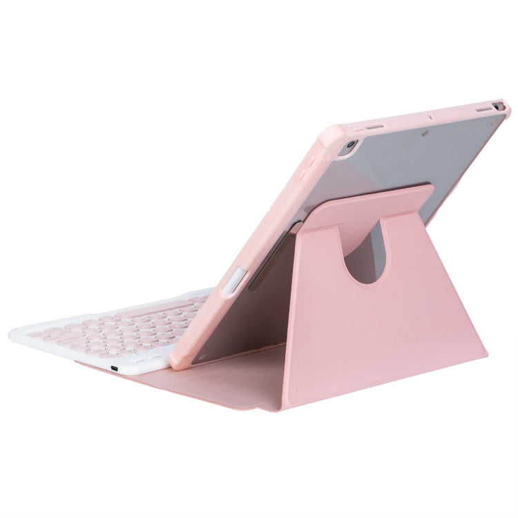 For iPad Pro 11 2024 YL13 360 Rotation Acrylic Transparent Round Keycap Bluetooth Keyboard Leather Case(Pink) - For iPad Pro by PMC Jewellery | Online Shopping South Africa | PMC Jewellery | Buy Now Pay Later Mobicred