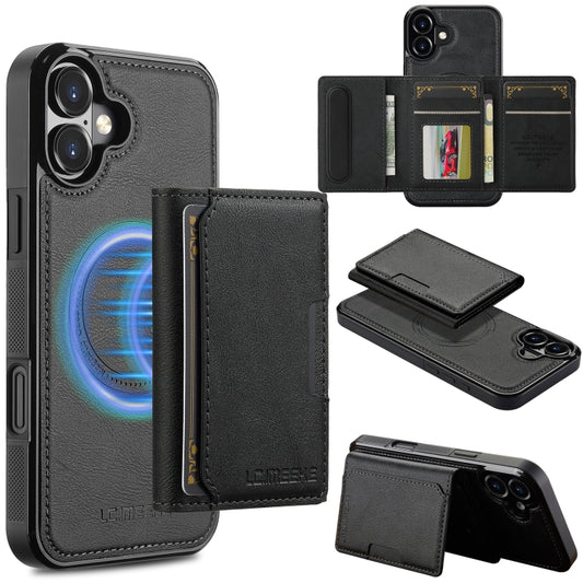 For iPhone 16 LC.IMEEKE L5 Series Detachable RFID Card Bag Magsafe Phone Case(Black) - iPhone 16 Cases by LC.IMEEKE | Online Shopping South Africa | PMC Jewellery | Buy Now Pay Later Mobicred