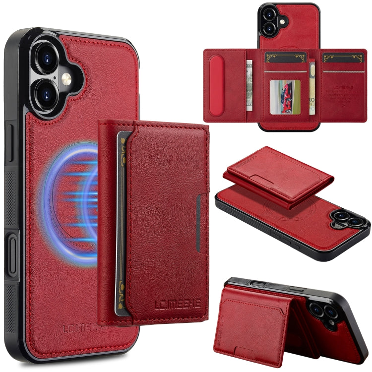 For iPhone 16 LC.IMEEKE L5 Series Detachable RFID Card Bag Magsafe Phone Case(Red) - iPhone 16 Cases by LC.IMEEKE | Online Shopping South Africa | PMC Jewellery | Buy Now Pay Later Mobicred