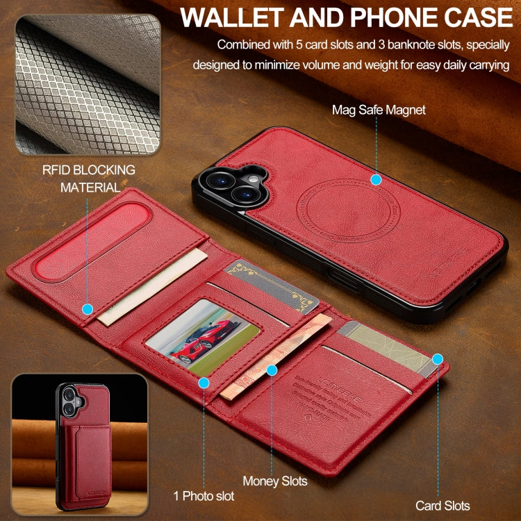 For iPhone 16 LC.IMEEKE L5 Series Detachable RFID Card Bag Magsafe Phone Case(Red) - iPhone 16 Cases by LC.IMEEKE | Online Shopping South Africa | PMC Jewellery | Buy Now Pay Later Mobicred