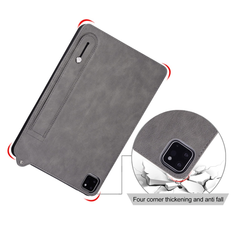 For Samsung Galaxy Tab S10 Ultra / S9 Ultra TPU Leather Back Tablet Case with Wristband(Grey) - Tab S10 Ultra Cases by PMC Jewellery | Online Shopping South Africa | PMC Jewellery | Buy Now Pay Later Mobicred